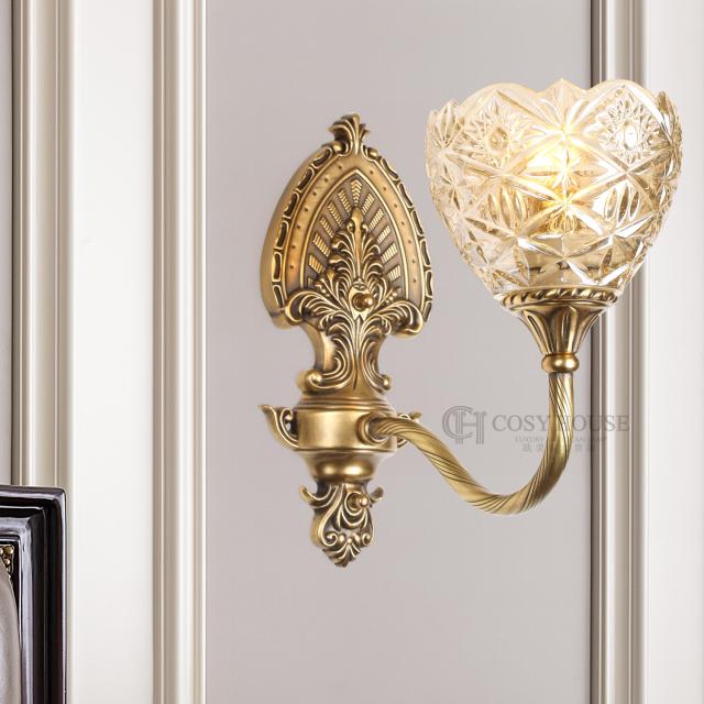 欧美全铜壁灯单双头客厅背景墙卧室床头壁灯