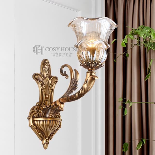 欧美大气壁灯全铜别墅客厅背景墙过道楼梯间