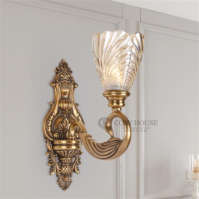 美式全铜壁灯客厅卧室背景墙床头过道壁灯天