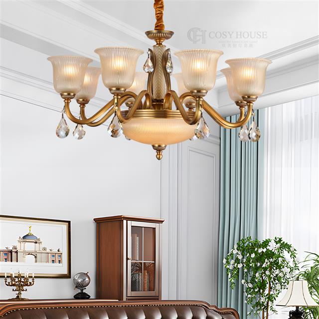 美式全铜吊灯87006A欧式风格全铜水晶