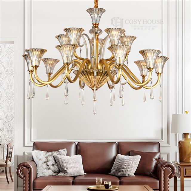 欧美式吊灯87006全铜水晶客厅餐厅吊灯