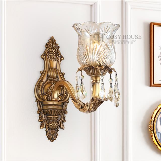 欧式新古典全铜壁灯6688客厅背景墙美式