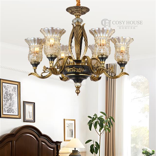 欧美全铜吊灯87002客厅卧室灯餐厅灯黑
