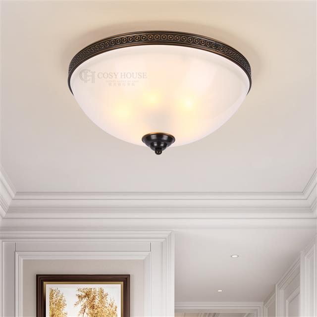 美式全铜吸顶灯6631玻璃灯罩卧室过道玄