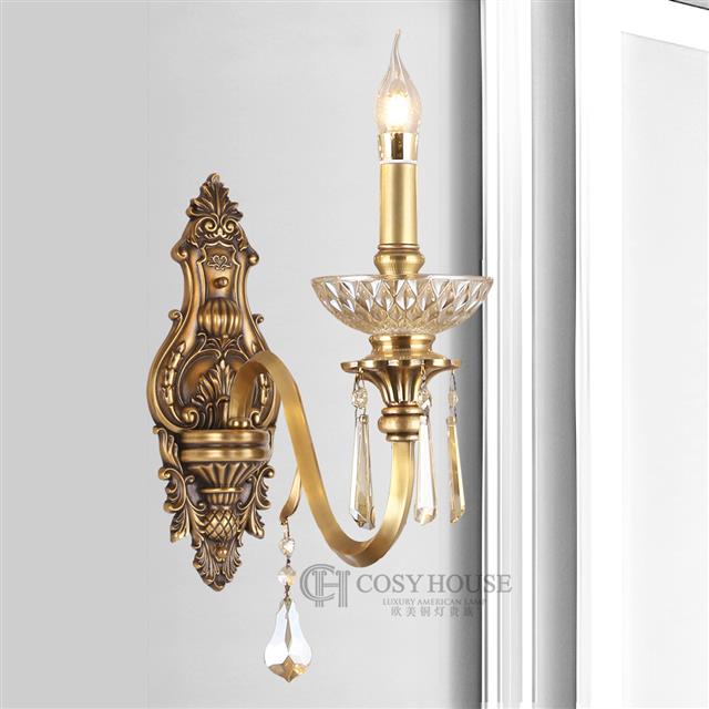 欧式全铜壁灯6625美式客厅背景墙壁灯卧