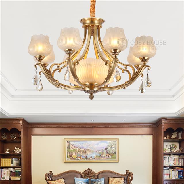 美式全铜吊灯6676客厅餐厅灯欧式新古典