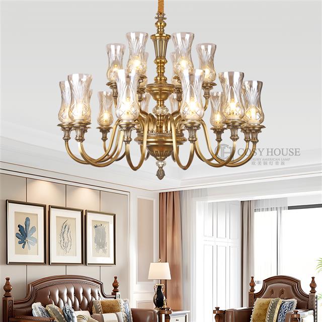 美式全铜吊灯6602客厅餐厅灯复式大厅欧