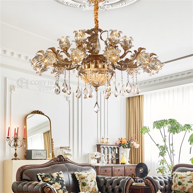 美式别墅复式高层大吊灯87001全铜欧式