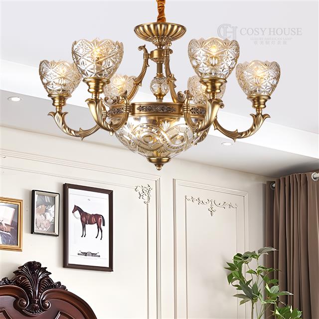 欧美全铜吊灯6610客厅餐厅吊灯水晶灯罩