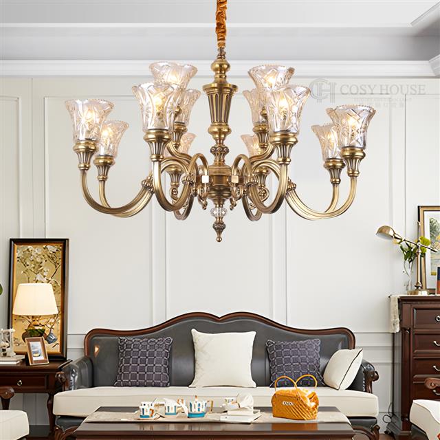 美式全铜客厅吊灯6600欧式新古典卧室餐