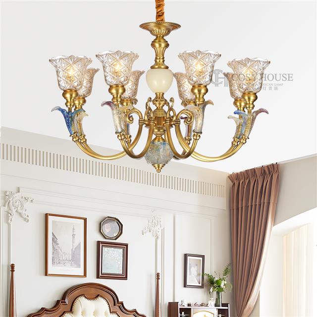 美式全铜吊灯6618新古典欧式客厅餐厅卧