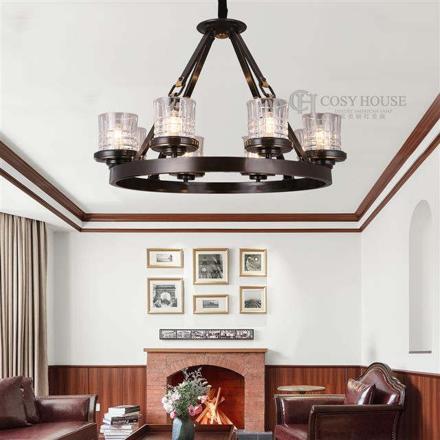 美式全铜吊灯6660黑色客厅餐厅灯田园乡