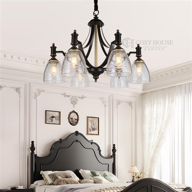 美式吊灯6654全铜灯黑色擦金客厅餐厅灯