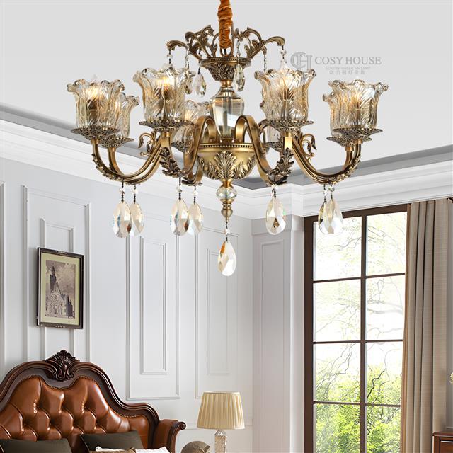 美式全铜吊灯87003客厅餐厅灯别墅复式