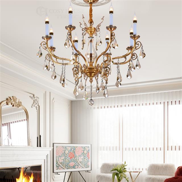 法式客厅餐厅吊灯6752A欧式美式全铜水