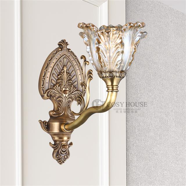美式壁灯58333全铜玻璃灯罩法式新古典