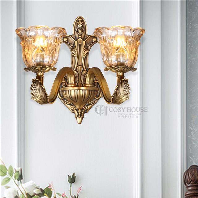 美式全铜壁灯58341欧式复古客厅背景墙