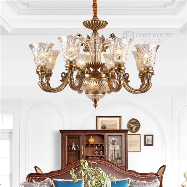 欧美经典铜灯6615浪漫玫瑰美式客厅吊灯