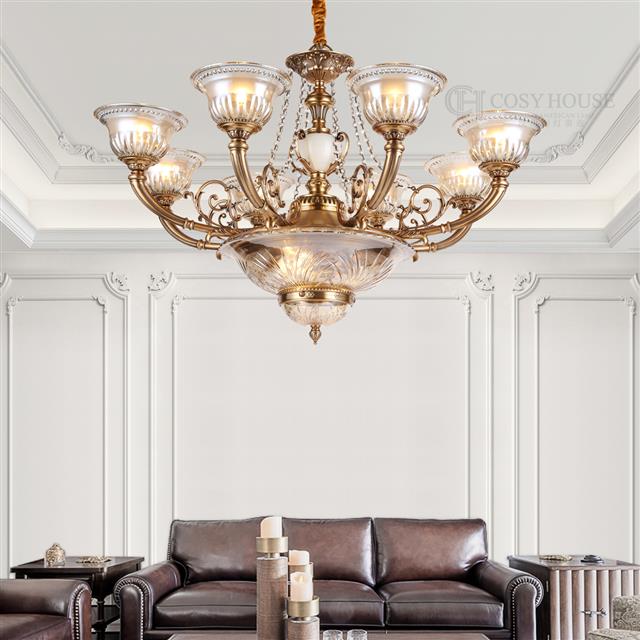 美式全铜吊灯6630客厅餐厅别墅复式高层