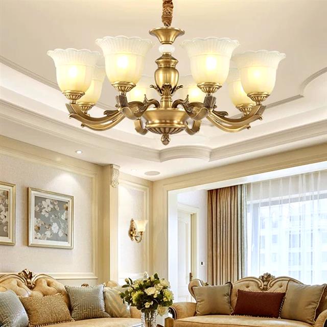 美式全铜吊灯欧式奢华客厅灯餐厅卧室灯简约