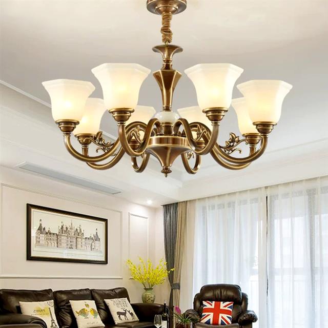 美式吊灯客厅灯全铜灯具大气欧式餐厅卧室灯