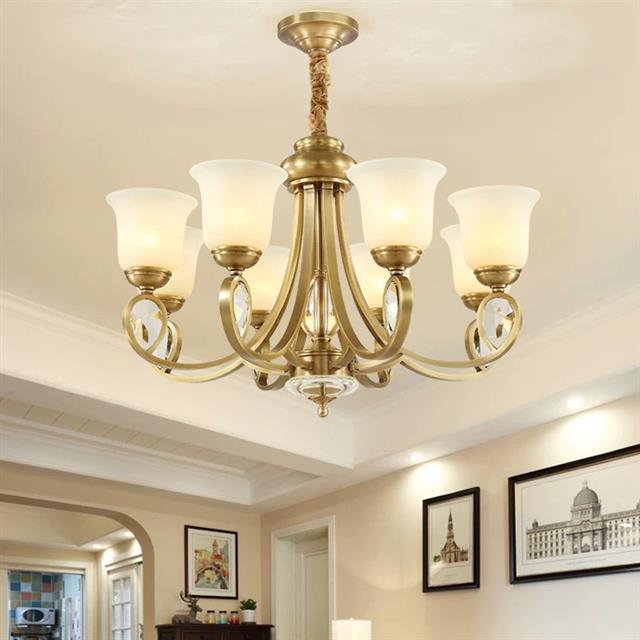 美式吊灯W101全铜客厅灯欧式卧室餐厅灯