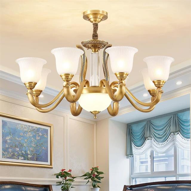 美式吊灯全铜客厅灯W188简奢华大气欧式