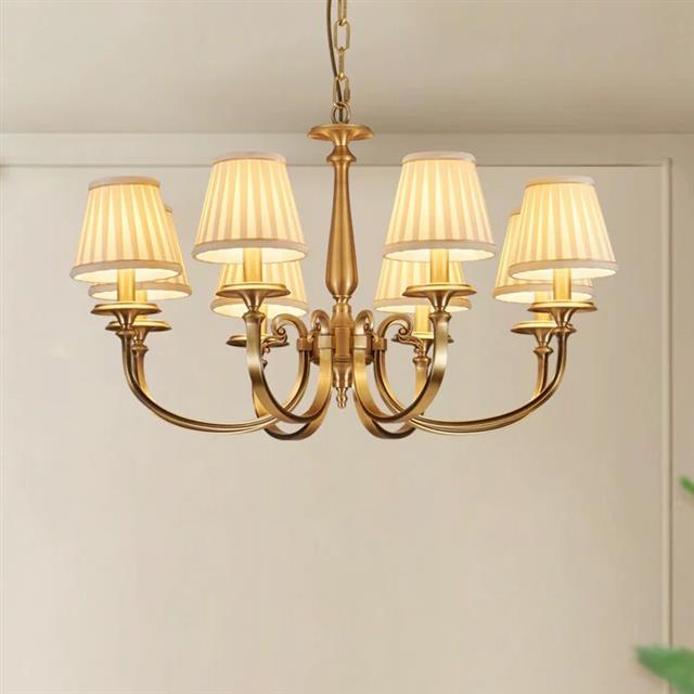 美式田园客厅灯8005简美卧室全铜灯乡村