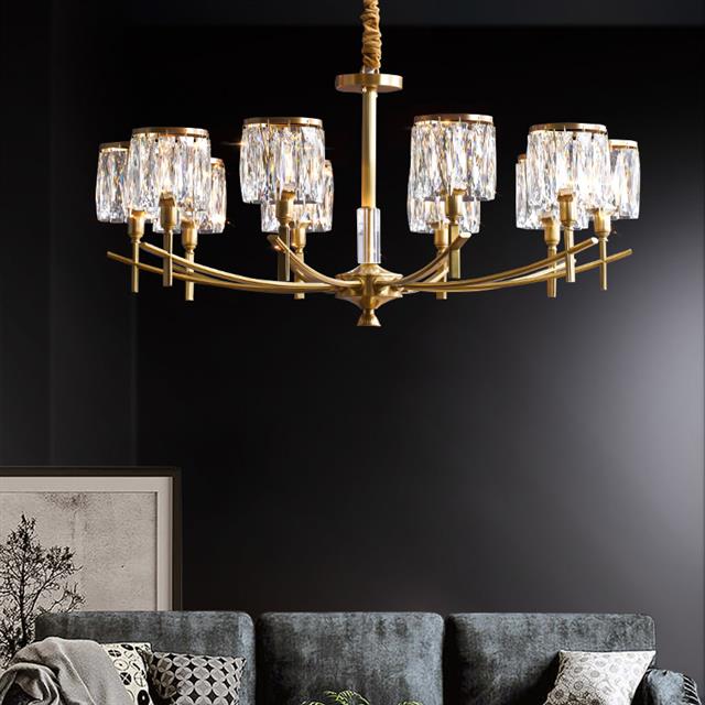 新品全铜轻奢水晶吊灯1539美式客厅灯餐