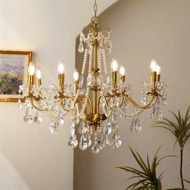 法式水晶珍珠吊灯F6551美式欧式别墅客