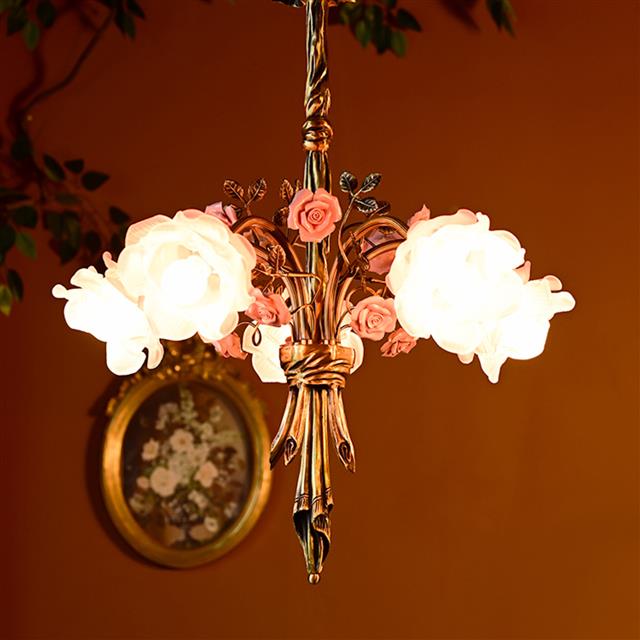 法式田园全铜吊灯YZ-1096-5玫瑰花