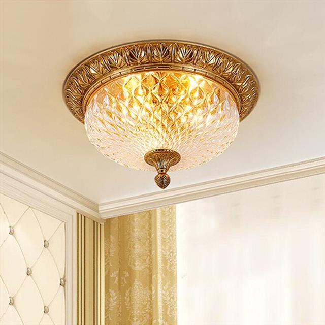 YX-2欧式卧室全铜吸顶灯法式简约门厅过