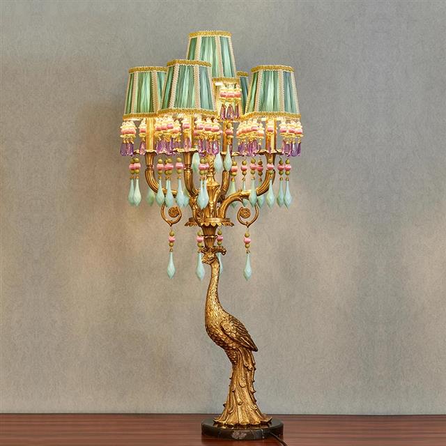 法式多头全铜台灯YT-3欧式复古孔雀装饰