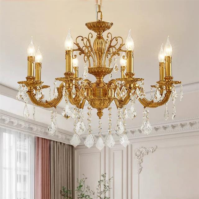 法式别墅奢华全铜水晶客厅蜡烛吊灯MD81