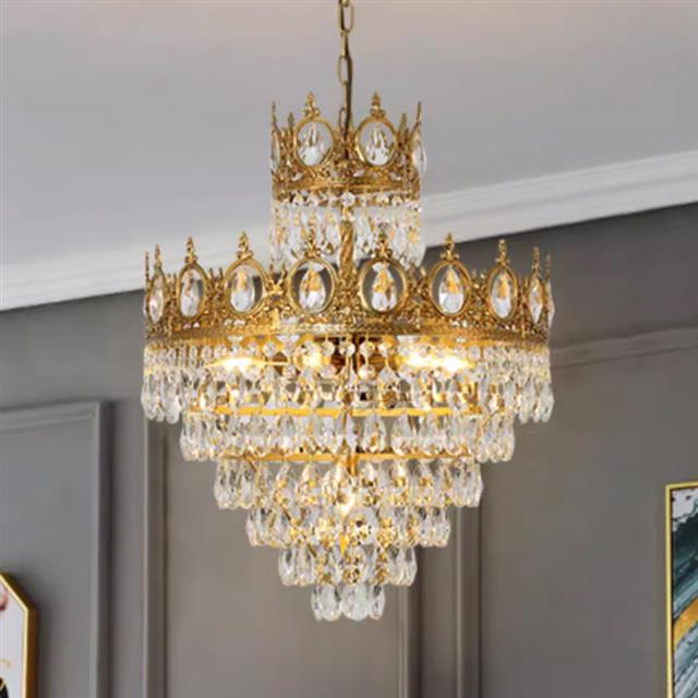 法式复古全铜皇冠水晶吊灯MO160309