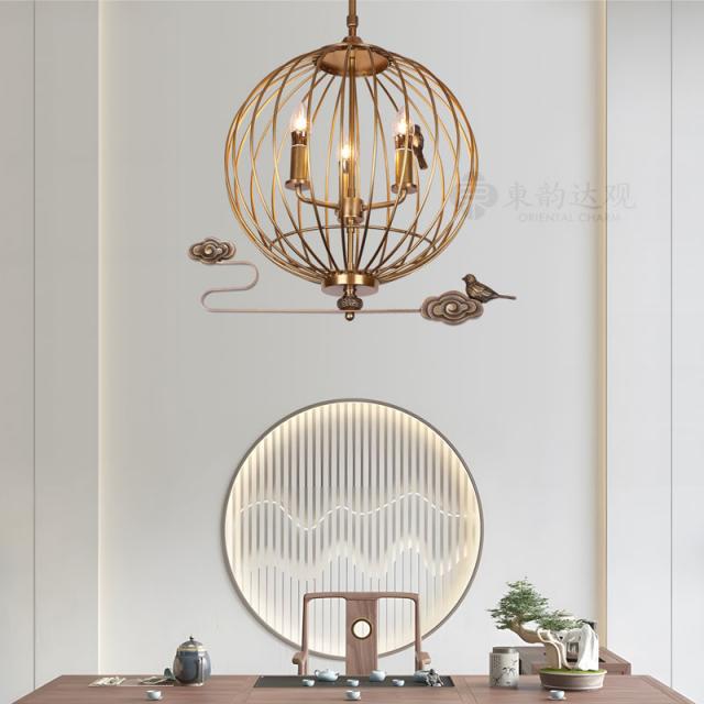 新中式鸟笼吊灯YD9097古典餐厅饭桌玄