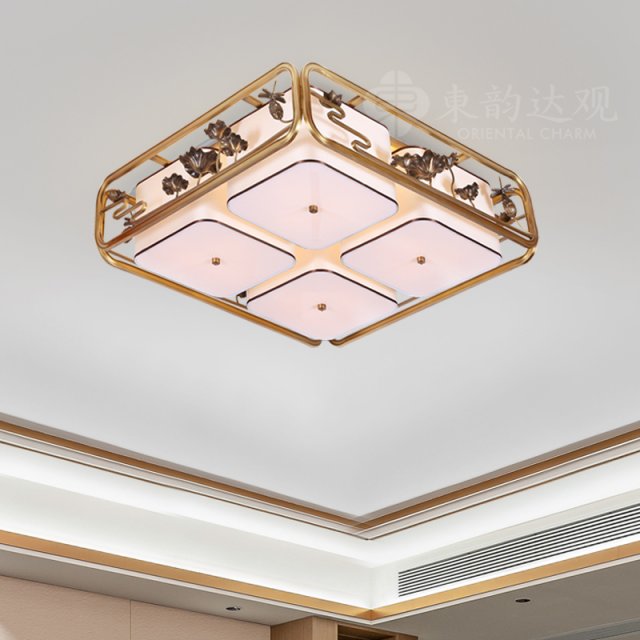 新中式全铜吸顶灯YX9081客厅卧室长形