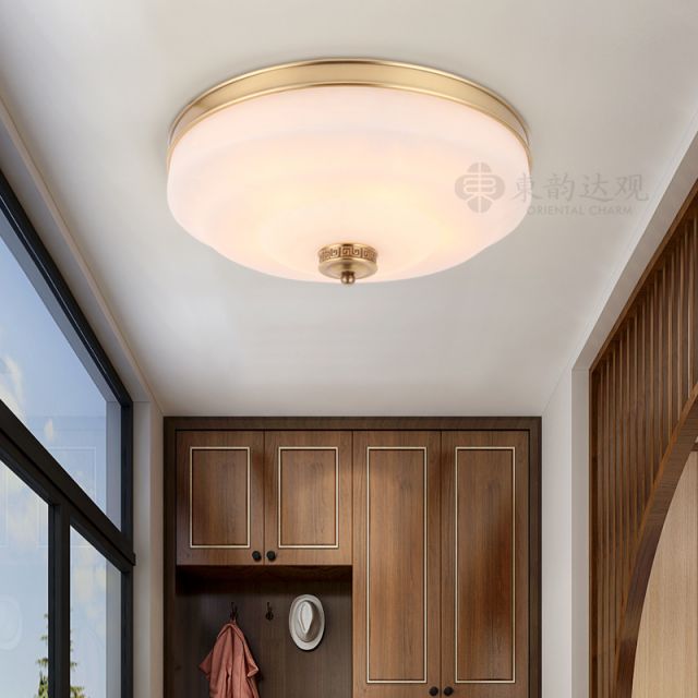 新中式全铜吸顶灯YX9088主卧室圆形灯