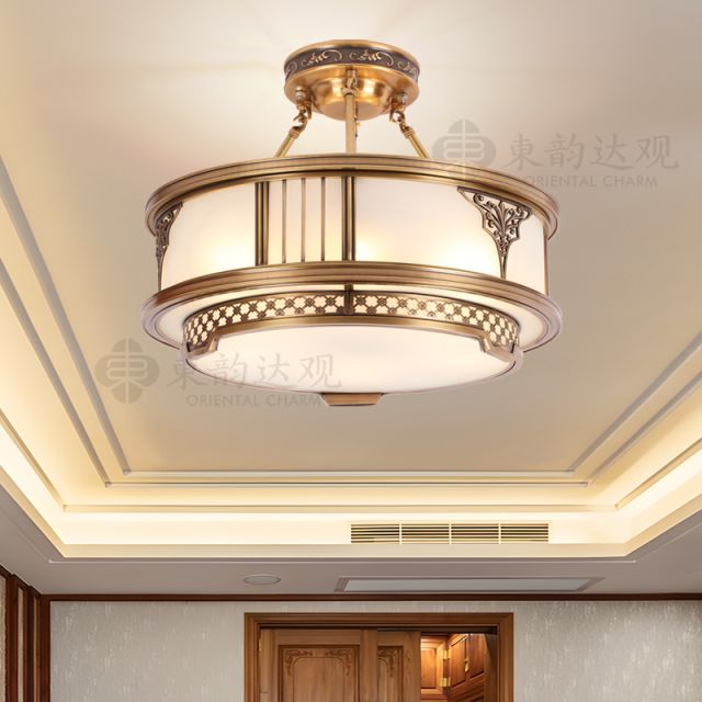 新中式全铜吸顶灯YX9058卧室玄关餐厅