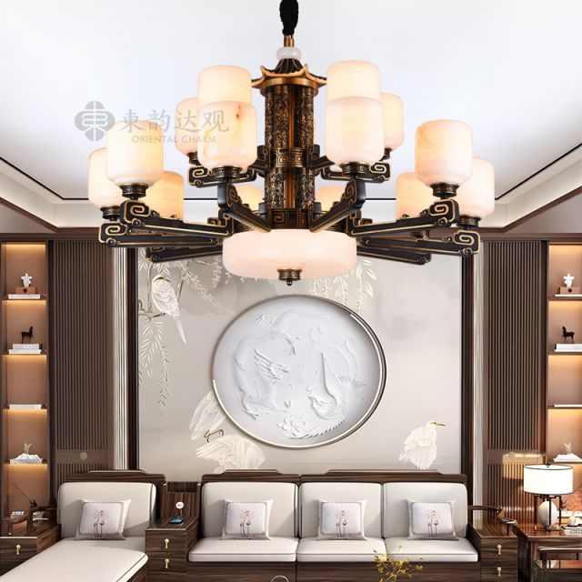 新中式全铜玉石灯YP9688大气复古别墅