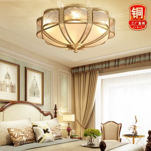 全铜吸顶灯X3018卧室灯美式书房客厅灯