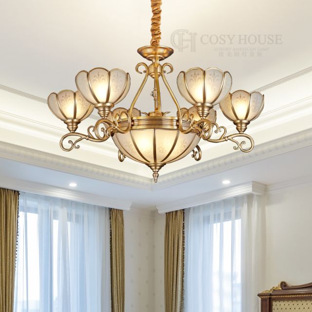 美式新古典全铜吊灯0734欧式卧室餐厅吊