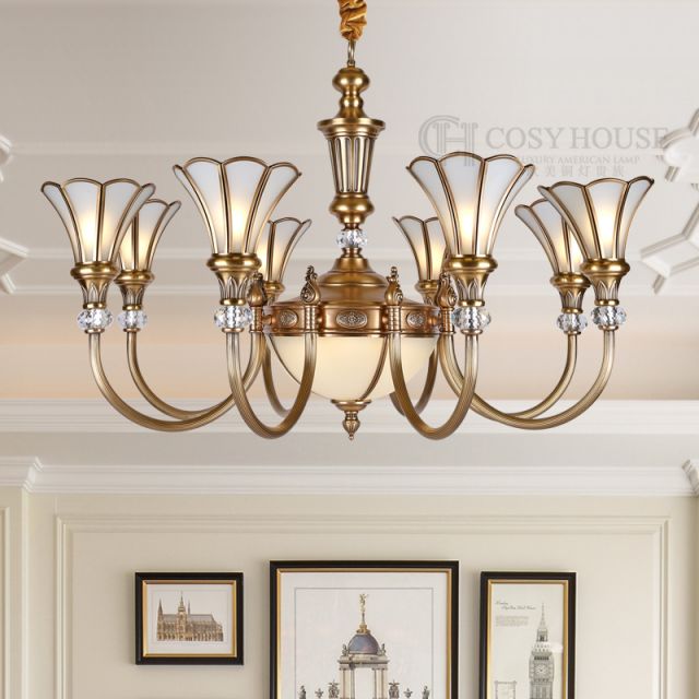 美式全铜吊灯8661欧式新古典客厅餐厅吊