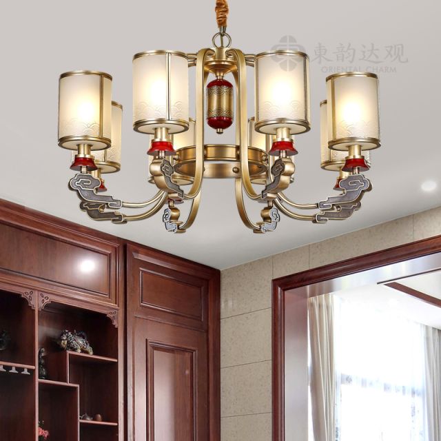 新中式全铜吊灯8606祥云古典客厅餐厅原
