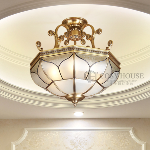 欧式全铜吸顶灯0713美式新古典卧室玄关