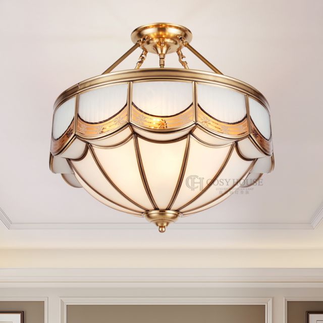 美式新古典吸顶灯6001欧式全铜卧室圆形