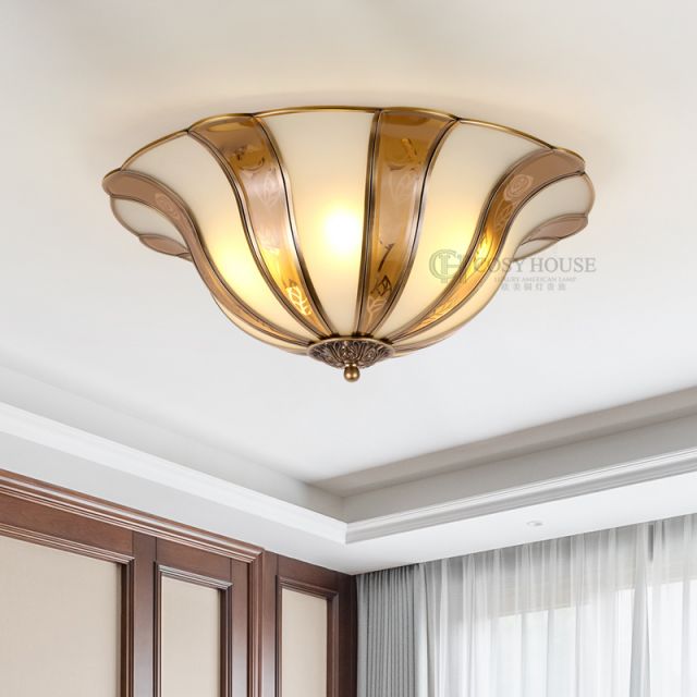 美式新古典吸顶灯8627欧式全铜圆形卧室