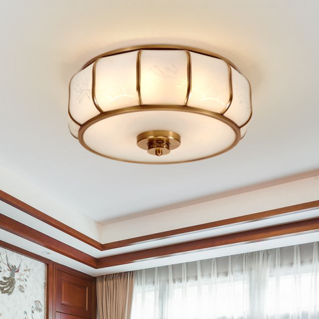 新中式全铜吸顶灯8633卧室圆形过道玄关