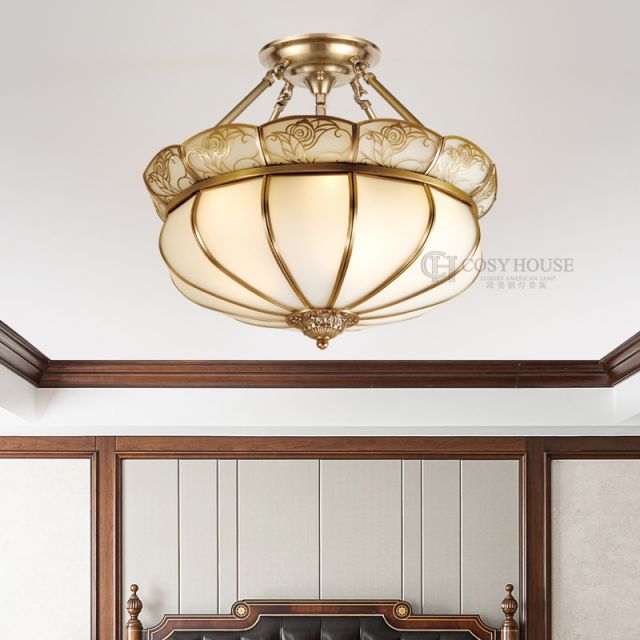 欧式全铜吸顶灯8636美式新古典卧室圆形