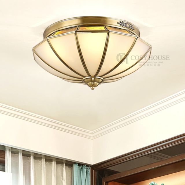 欧式圆形吸顶灯8880美式全铜卧室灯过道